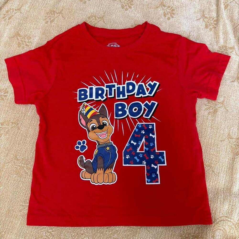 Paw Patrol Birthday Boy Chase Number 4 Red T-Shirt